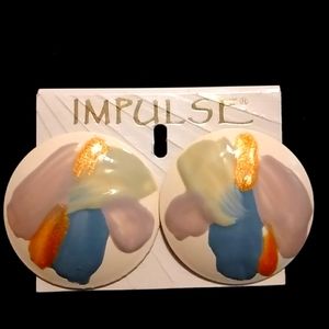 Hand Painted Metal Circle Earrings